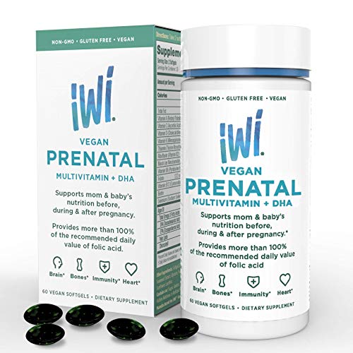Prenatal Vegan DHA Multivitamin - Non GMO, Vegetarian, Gluten Free Softgels - 100% Doctor Recommended Daily Folic Acid - Better Absorption Than Fish - Supports Baby Brain Development - 30 Day Supply.