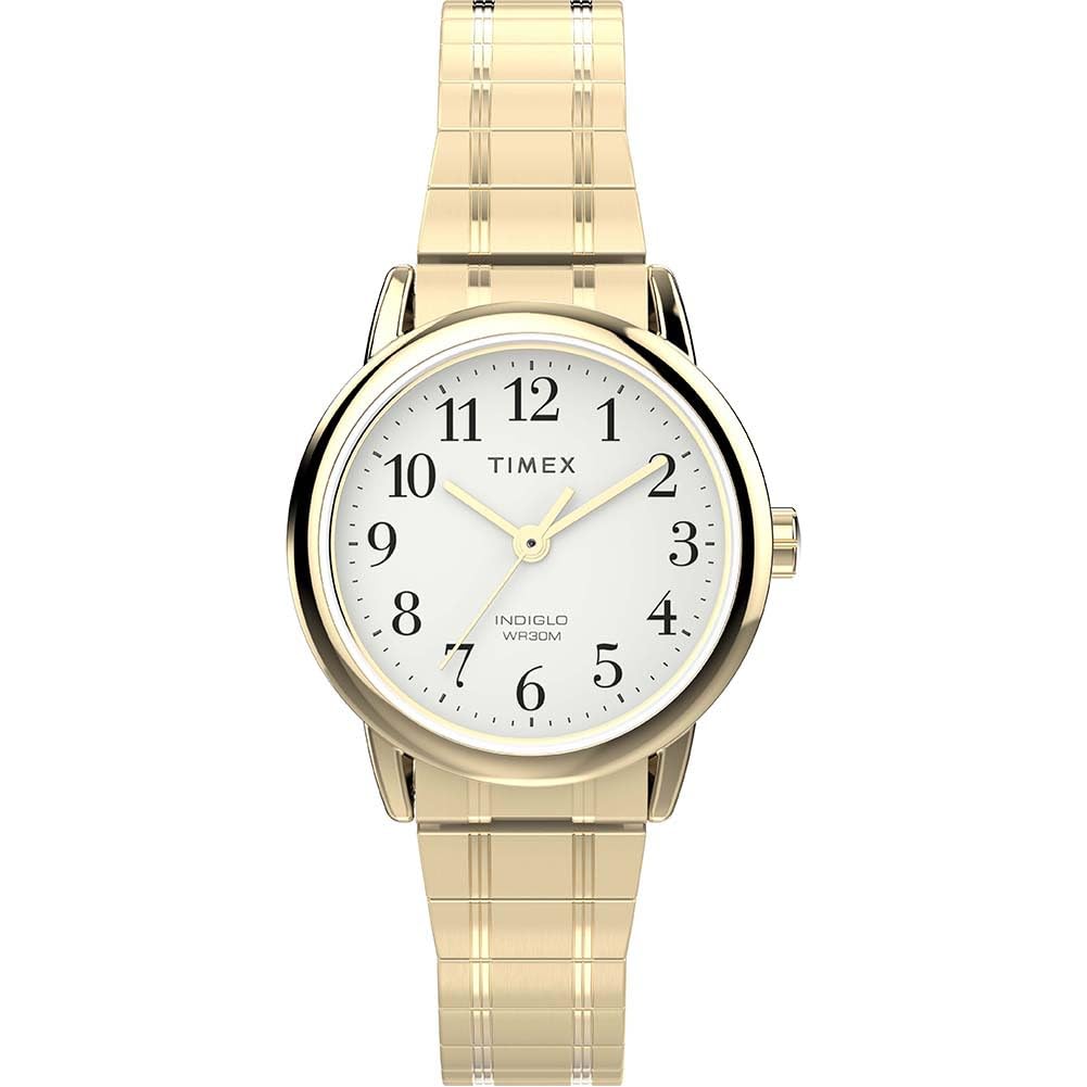 Timex Easy Reader Zegarek damski 25 mm, dwukolorowy pasek ze stali nierdzewnej, biała tarcza