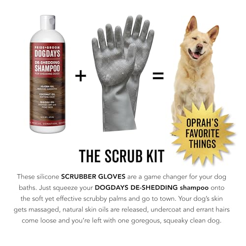 Pride and Groom DogDays De-Shedding The Scrub Kit - Natural Dog Shampoo with Silicone Scrubber Gloves for Detangling, Shedding Control, Coat Massage, Clean Ingredients, and Gentle Pet Grooming Care - Image 3