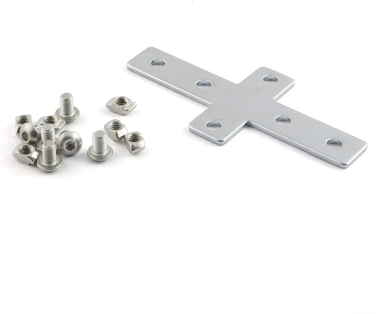PZRT Aluminum Profile Connector Bracket Set,4Pcs L Shape Connector, 16Pcs M5 T-Slot Nuts, 16Pcs M5x8mm Hex Socket Cap Screw Bolt,for 6mm Slot 2020 Series Aluminum Profile APB-2020S-1CS