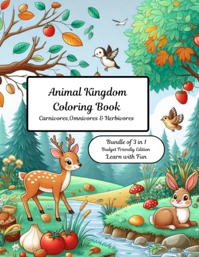 Animal kingdom Coloring Book: Carnivores, Omnivores & Herbivores: Bundle of 3 in 1 (Budget Friendly Edition) image 2