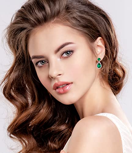 VONSSY Drop Dangle Earrings | Gemstones Waterdrop Teardrop White Gold Plated Crystal Hanging Cubic Zirconia Hypoallergenic Earrings | Stylish Jewelry Gift for Mother Daughter Wife2