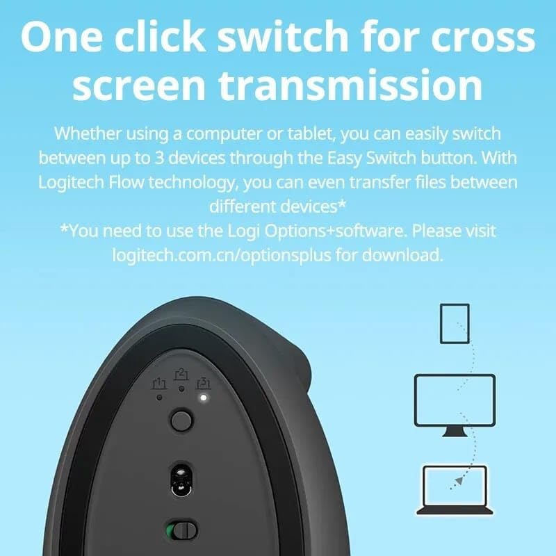 Lift Mouse verticale ergonomico mouse wireless Bluetooth silenzioso (bianco)