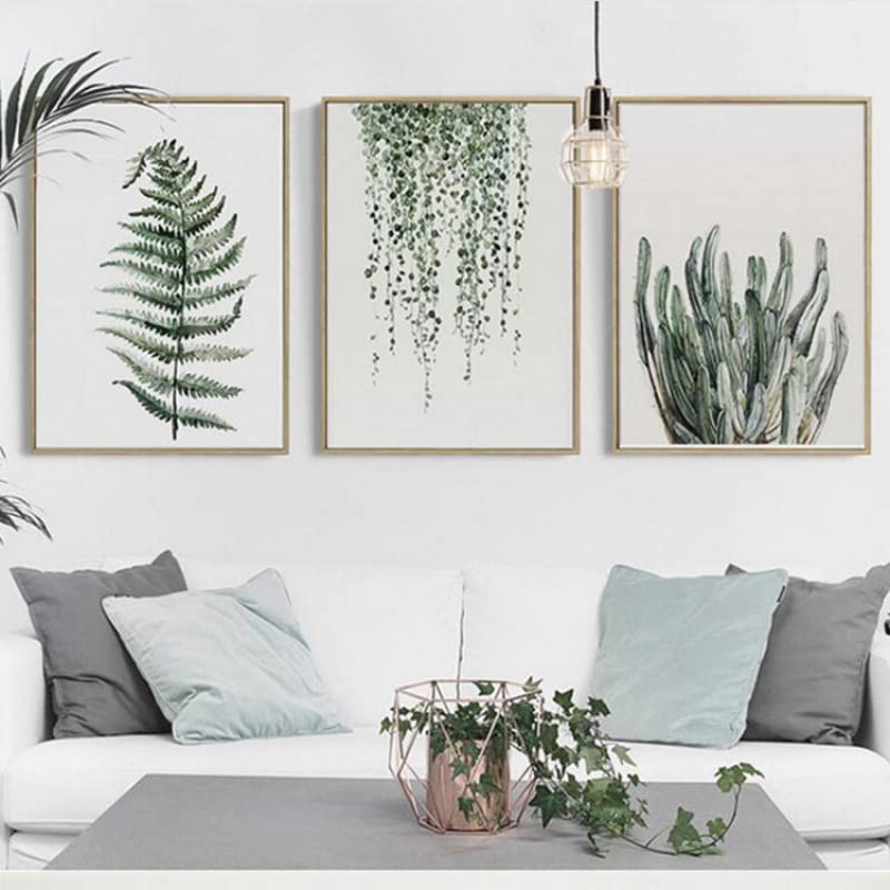 YUYONGTANG Minimaliste Feuille Verte Moderne Toile Peintures Affiches Feuilles D'impression Mur Art PhotosSalle À Manger Intérieur Décoration De La Maison B-3PCS 50x70cm sans cadre