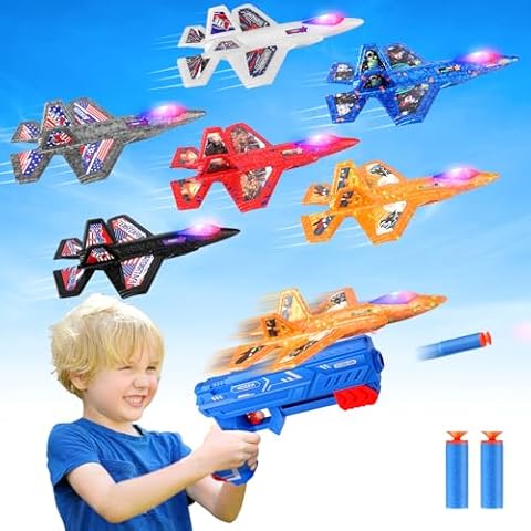 Growsland 6 Pack Airplane Launcher Toy, Outdoor Flying Toys for Kids Ages 3-12 Gifts Cover