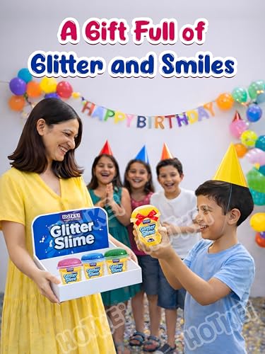 Image of HOTKEI Green Glitter Slime for Kids 3+ Years Super Stretchy Soft and Smooth Shiny Non-Toxic Sparkle Fun Slime Toy Birthday and Return Gift for Boys and Girls