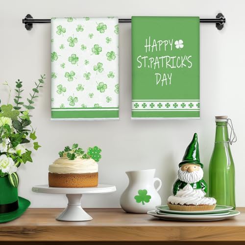 St-Patricks-Day-Kitchen-Towels-Dish-Towels-Green-Shamrock-Clover-Holiday-Hand-Towel-for-Kitchen-Polyester-Drying-Tea-Towel-Set-of-2-St-Patricks-Day-Spring-Decor-Housewarming-Irish-Gifts-17×26-Inch St Patricks Day Kitchen Towels Dish Towels Green Shamrock Clover Holiday Hand Towel for Kitchen Polyester Drying Tea Towel Set of 2 St Patricks Day Spring Decor Housewarming Irish Gifts 17×26 Inch