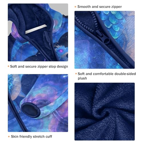 Dragon Flying under Umbrella Toddler Fleece Jacket Girl Boys Hooded Fleece Jacket Coat Warm Outwear Zip-up 3-10T3