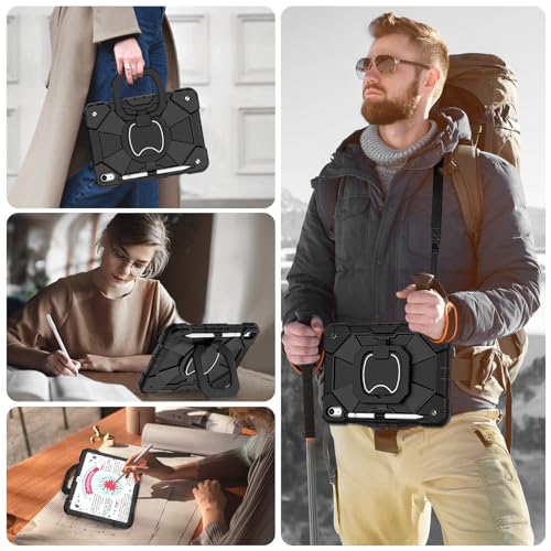 Image of WESOROL Case for iPad (A16) 11th Generation 11 Inch (2025),iPad 10th Generation 10.9 Inch (2022),Full-Body Drop Protection i Pad Case 10th Gen with Rotating Stand Screen Protector,Black