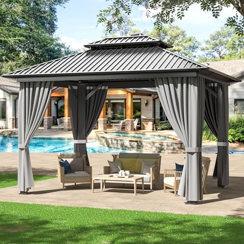 Wkm WGZ-1012-GY 10X12 Ft Hardtop Gazebo cover