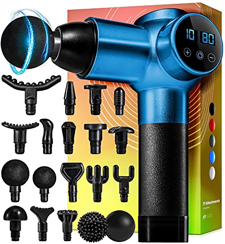 Massage Gun Deep Tissue Massager - Muscle Massage Gun Percussion Massage Gun for Athletes Percussion Massager Gun Deep Tissue Massage Gun Muscle Gun Massager Fascia Gun Chrome Blue