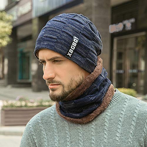 Huichang Unisex Winter Scarf Winter Beanie Hat Scarf Set Knitted