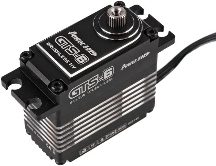 PowerHD GTS 6 HV,MG, Brushless, alu case, (60kg/0.07s) Servo, Youth Large / 11-13, Black, Outdoor, Includes Servo, Horns, Mounting Rubbers, Metal Sleeves