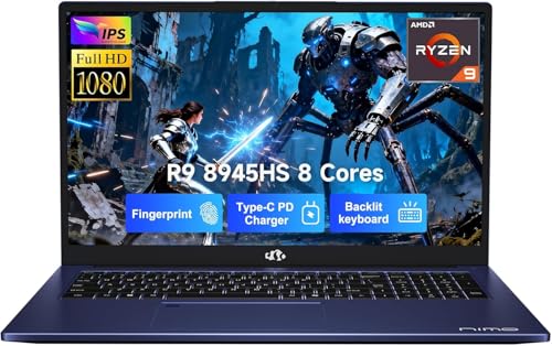 Image of NIMO 17.3 Gaming-Laptop Ryzen 9 8945HS (Beat i9-13900H, Up to 5.2GHz) 16GB RAM, 512GB SSD, Radeon 780M, PD 100W Type-C AI-Enhanced for Copilot VR Ready, Backlit Keyboard, Fingerprint, 180Viewing