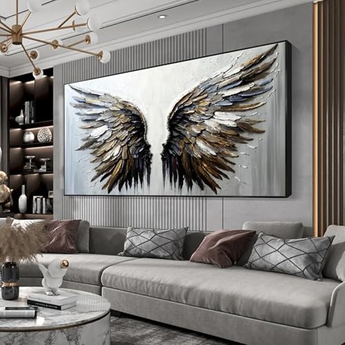 Peintures à plumes grises dorées pour créer une ambiance bohème chic dans votre chambre