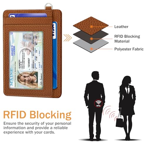 Image of Yonlevres Credit Card Holder Slim Wallet Women Minimalist RFID Small Travel | Front Pocket, Handy, RFID Blocking, Woman Girls Ladies Gifts, D-ring for Keychain,Thin Mini Card Case, ID Window, PU Leather