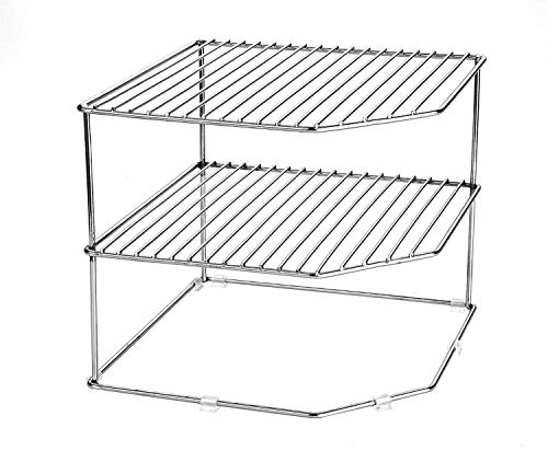 Image of Stainless Steel Multipurpose Kitchen Space Organizer Corner Shelf Rack Stand Holder, 2 Level Kitchen Storage Rack for Corners (NHSP)