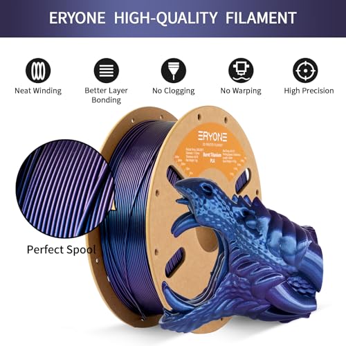 Image of ERYONE Burnt Titanium PLA Filament 3D Printer PLA Filament 1.75mm + /- 0.03mm, Glitter PLA Filament 1KG Cardboard Spool(2.2LBS), Blue Purple