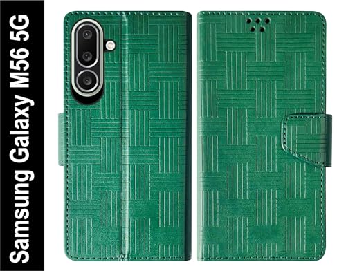 Image of SBMS Flip Cover for Samsung Galaxy M56 5G 6.7 Inch Back Cover Case with Magnatic Closure | Inbuilt Stand | Card & Money Pocket (Mat Green)