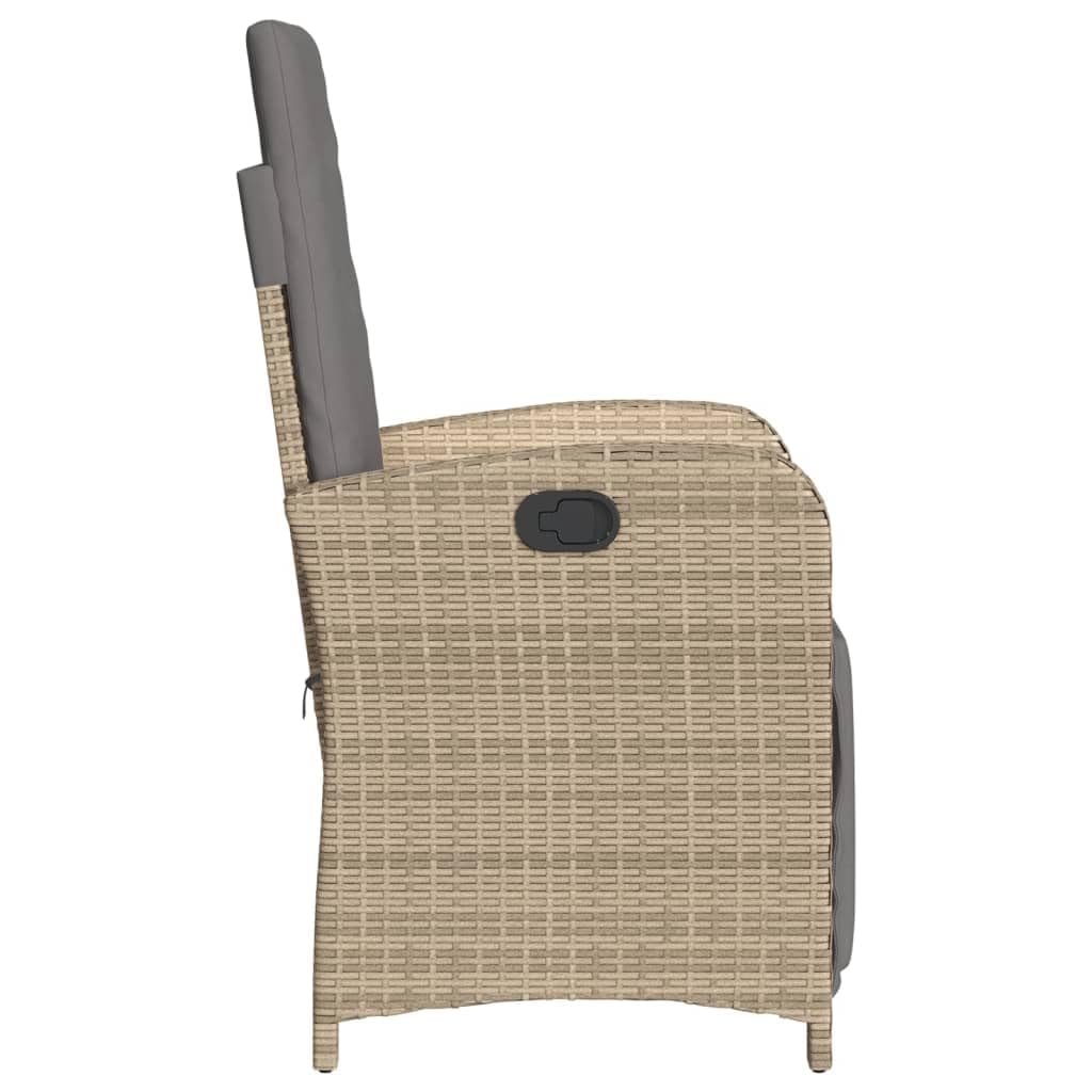Poltrona reclinabile giardino poggiapiedi 2 pz rattan PE beige mix sedie esterno resistente alle intemperie poltrone per terrazze mobili da giardino Poltrone da giardino