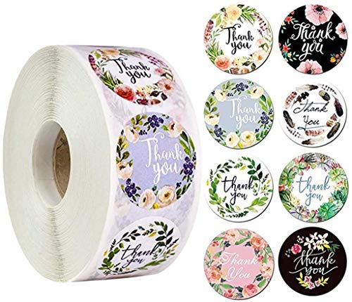 500Pcs/Roll Floral Label Stickers for Birthday Gift Packaging Envelope Label Labels & Stickers (A)