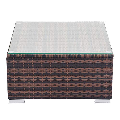 Fully Equipped Weaving Rattan Sofa Set With 2Pcs Corner Sofas & 4Pcs Single Sofas & 1 Pcs Coffee Table Brown Gradient #TOP2