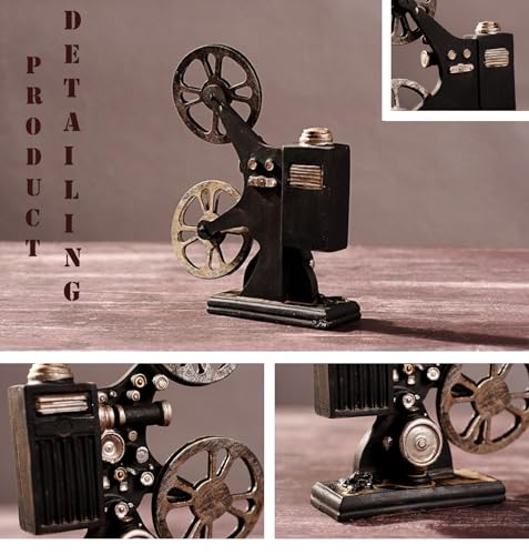 Image of Spiaty Synthetic Resin Vintage Style Film Projector Decorative Model for Home Living Room, Black Metal, Retro Home Cinema Decor