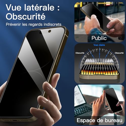 Image of NEW'C 3 Pack Privacy for iPhone 14 Pro Max Screen Protector (6.7 inch), Enhanced 28-Degree Privacy Angle, Ultra Durable 9H Hardness, Bubble-Free