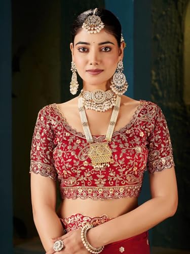 Image of SIRIL Women's Tissue Silk Sequence Embroidery Saree with Unstitched Blouse Piece