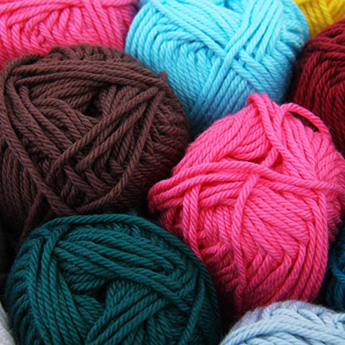 Threadart Crochet 100% Pure Cotton Yarn Set | Frosting Colors | Pack Of 6 Skeins Each 50 Grams | Worsted Medium #4 Yarn | 85 Yds Per Skein #TOP6