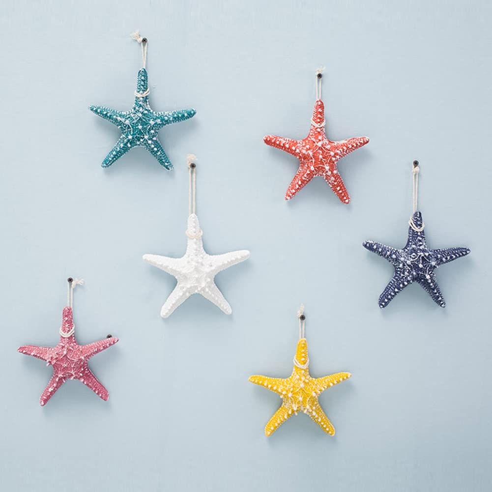 Jwinkumy Decorazione Parete Stile Mediterraneo In Legno - 40x8,9 Cm Con Stelle Marine E Conchiglie - Rustico E Fatto A Mano