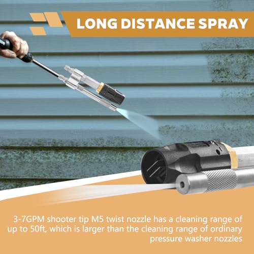 Image of Shooter Tip M5 Twist Nozzle is Suitable for Long Range Soap Nozzle of 3-7GPM Pressure Washer, 2-in-1 Soft Wash Twist Nozzle with 0 to 60Spray Mode and 1 /4 inchQuick Connection
