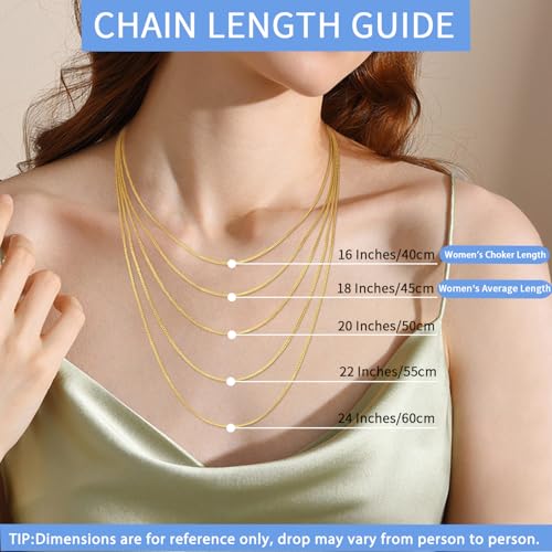 Jewlpire 18K Over Gold Chain Necklace For Women Girls- 0.8Mm Box Chain 925 Sterling Silver Chain Super Thin & Sturdy Women'S Chain Necklaces 16 Inch thumb #2