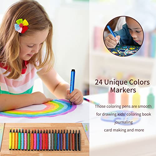 Momoake 5 6 Year Old Girl Birthday Gifts, Toys For Girls Gifts For 4-6 6-8 Year Old Girls Unicorns Gifts For Girls Markers Set With Unicorn Pencil Case (Pink-2) #TOP2