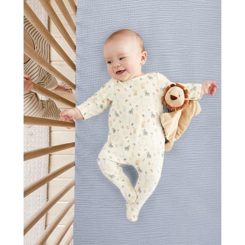 Image of lulumoon Baby Muslin Crib Sheets - Toddler Cotton Fitted Crib Sheets Neutral for Boys and Girls 2Pack
