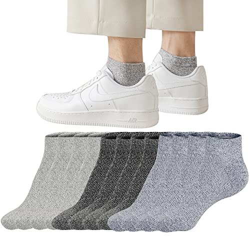 Mottee&Zconia Mens Ankle Low Socks Non-slid Durable Reinforced Toes Cotton Socks 6/8 Pack - Main Image