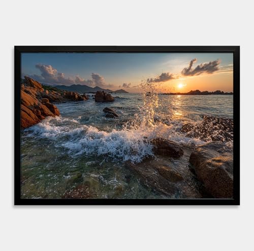 Island Sunset Waves Canvas Print - Golden Hour Seascape with