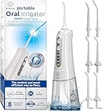 Water Flosser Cordless Pick for Teeth, 4 Modes, Gentle on Gums, Removes Plaque & Food Particles, B. WEISS High-Power, Rechargeable & Waterproof Oral Irrigator; 6 Tips Included, Porcelain White