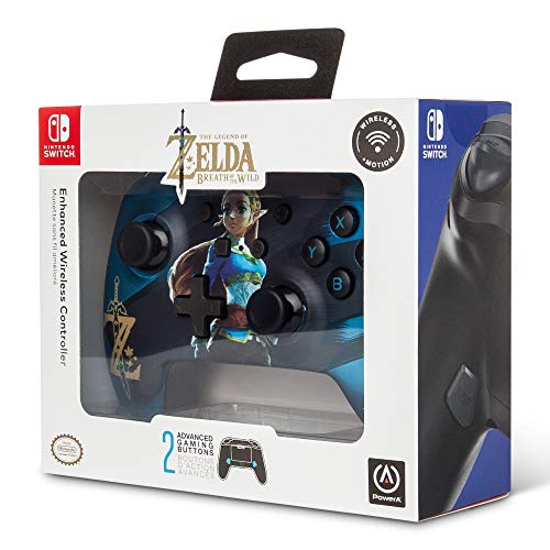 PowerA Enhanced Wireless Controller for Nintendo Switch - Satin Blue Chrome Zelda (Only at Amazon.Com) - Nintendo Switch