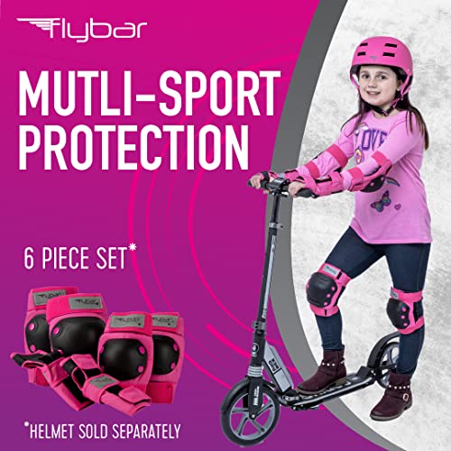 Image of Flybar Knee and Elbow Pads, Wrist Guards Protective Safety Gear Set - Multi Sport Protection For Skateboarding, BMX, Pogoing, Inline Skating, Scooter - Kids, Teen & Adult Sizes (Pink, Large)