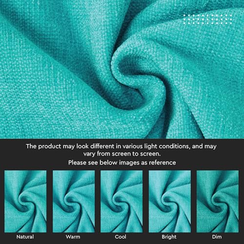 Image of Encasa XO Thick Chenille Throw Pillow Covers Set of 1 | Turq - (24 inchx24 inch) (60x60 cm) | Decorative Accent Square Throw Pillow Cases for Couch, Home Decor, Sofa