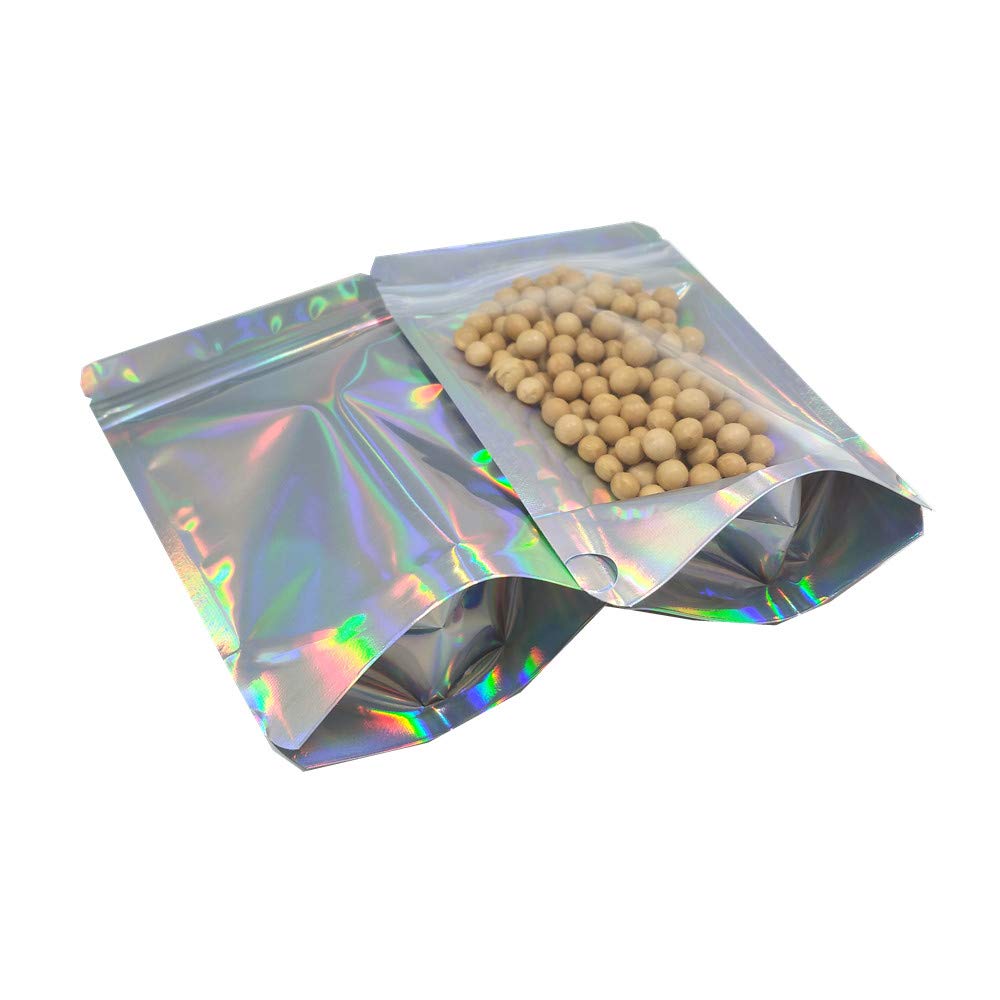 Bolsas resellables de pie, paquete de 50 bolsas frontales transparentes de 3.3 x 5.1 pulgadas, bolsas sellables con cierre de cremallera, bolsas verticales reutilizables para control de humedad 5