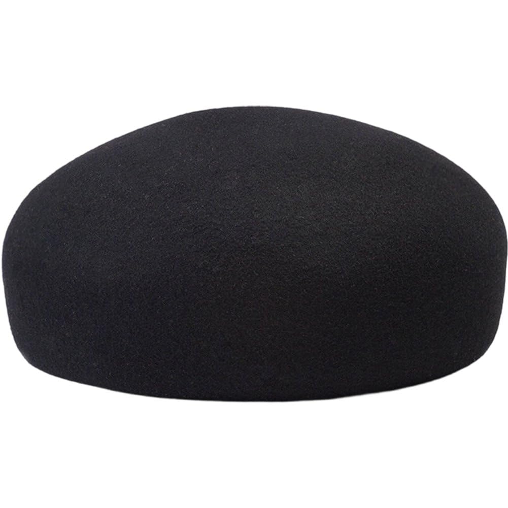 Ppmter Women's Black Wool Felt Pillbox Hat For Elegant Millinery Beret Wool Felt Fedoras Wedding Bride Church Hat