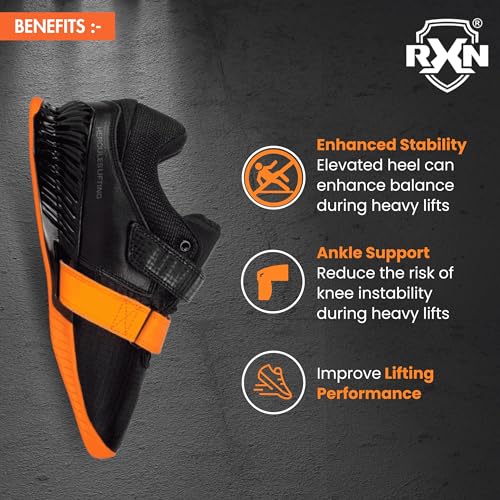 Image of RXN Hercules Weightlifting Shoes for Men and Women - Weight Lifting Shoes for Powerlifting, Deadlifting & Crossfit - Strap and Lace-Up Gym Shoes - Non-Slip Olympic Lifting Shoes