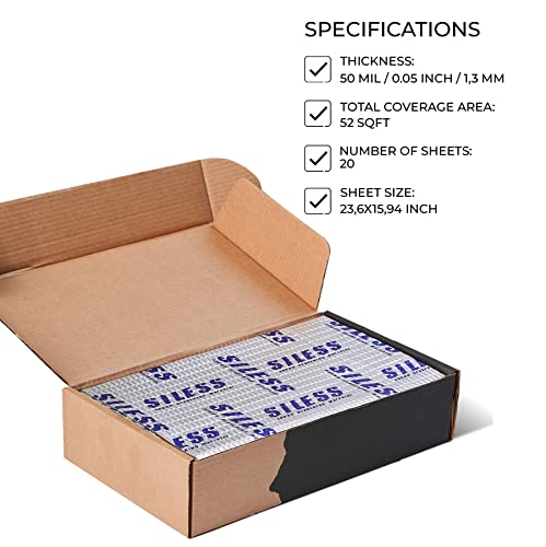 Siless NEWSLS50_52 50 Mil (1.3Mm) 52 Sqft Car Sound Deadening Mat - Butyl Automotive Sound Deadener - Noise Insulation And Vibration Dampening Material ( 52 Sqft) thumb #2