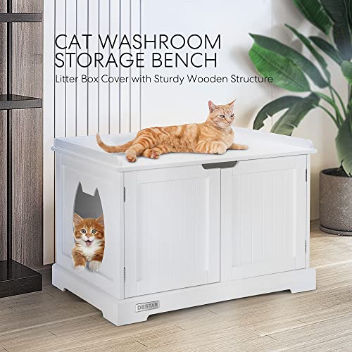 DEStar Hidden Litter Box Enclosure Wooden Cat Washroom Storage Cabinet End Table Indoor Decorative Pet House with Double… - Image 3