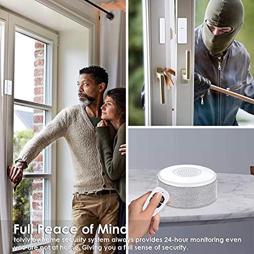 Tolviviov Door Alarm System, Smart Home Alarm Security System Diy, 12 Pieces-Kit (Alarm Siren, Door Window Sensors, Remotes, Motion Sensor, Keypad), Work With Alexa, For House, Apartment #TOP4