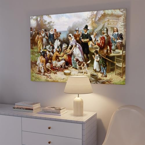 Impression sur toile The Pilgrims First Thanksgiving cadre suspendu bureau - 7