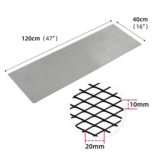 Image of AggAuto 47x16 inches Car Pickup Truck Grill Mesh Spoiler Bumper Vent Aluminum Alloy Automotive Grille Insert Air Intake Racing Rhombic Hole 10x20mm Black