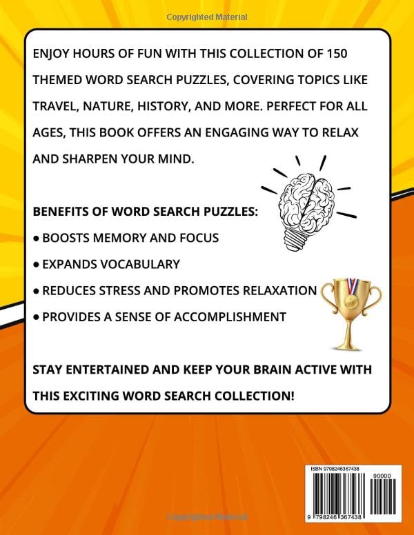 Word Search Themes 150 Large Print Word Search Puzzles for Adults: 150 Themed Puzzles in Large Print | Brain Exercise for Memory and Focus | Giant Print Word Find Book for Seniors, Men and Women image 3